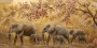 Elefantenfamilie im Goldton als Wandbild oder Fine Art Print