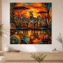 Afrikanische Zebras bei Sonnenuntergang, Modernes Wandbild oder Fine Art Print