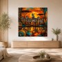 Afrikanische Zebras bei Sonnenuntergang, Modernes Wandbild oder Fine Art Print