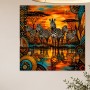 Afrikanische Zebras bei Sonnenuntergang, Modernes Wandbild oder Fine Art Print