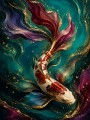 Koi im Goldfluss als Acrylbild oder Leinwand