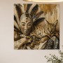 Maskenporträt und Serval als Kunstwerk oder Wandbild