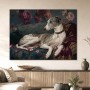 Elegantes Hundeporträt als Leinwand oder Poster im floralen Barockstil