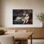 Elegantes Hundeporträt als Leinwand oder Poster im floralen Barockstil