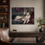 Elegantes Hundeporträt als Leinwand oder Poster im floralen Barockstil
