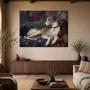 Elegantes Hundeporträt als Leinwand oder Poster im floralen Barockstil