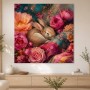 Hasenmotiv zwischen Blüten, Leinwand oder Poster mit poetischer Farbpracht