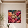 Hasenmotiv zwischen Blüten, Leinwand oder Poster mit poetischer Farbpracht