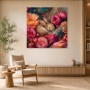 Hasenmotiv zwischen Blüten, Leinwand oder Poster mit poetischer Farbpracht