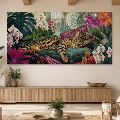 Exotische Katze im Dschungel, Leinwand oder Acrylbild