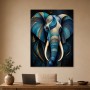 Majestätischer Elefant als Leinwand oder Poster in Blau und Gold