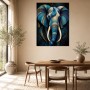 Majestätischer Elefant als Leinwand oder Poster in Blau und Gold