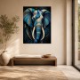 Majestätischer Elefant als Leinwand oder Poster in Blau und Gold