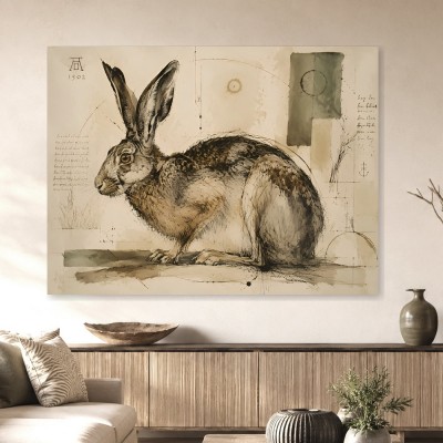 Hase im skizzenhaften Stil als Leinwand oder Fine Art Print