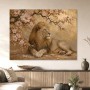 Majestätischer Löwe zwischen Blüten, Leinwand oder Acrylbild