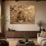 Majestätischer Löwe zwischen Blüten, Leinwand oder Acrylbild
