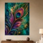 Pfauenkunst in Türkis und Gold als Wandbild oder Kunstdruck
