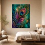 Pfauenkunst in Türkis und Gold als Wandbild oder Kunstdruck