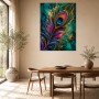 Pfauenkunst in Türkis und Gold als Wandbild oder Kunstdruck