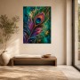 Pfauenkunst in Türkis und Gold als Wandbild oder Kunstdruck