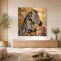 Zebraporträt mit Blüten, Kunstwerk oder Wandbild