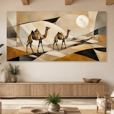 Geometrische Kamelkunst als Leinwand oder Poster für moderne Räume