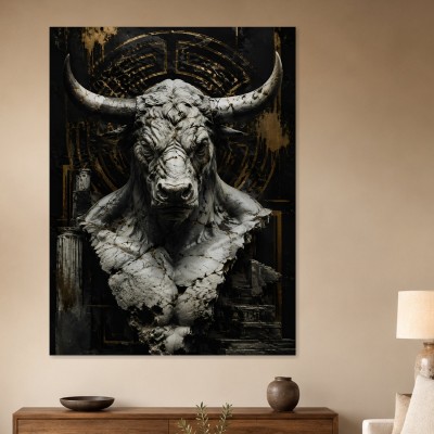 Stierkopf in Goldtönen als Wandbild oder Fine Art Print
