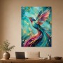 Hummingbird Kunstwerk oder Acrylbild in Türkis und Gold