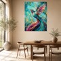 Hummingbird Kunstwerk oder Acrylbild in Türkis und Gold