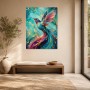 Hummingbird Kunstwerk oder Acrylbild in Türkis und Gold