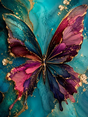 Bunter Schmetterling auf Türkis, Acrylbild oder Kunstdruck Bunter Schmetterling auf Türkis, Acrylbild oder Kunstdruck