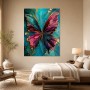 Bunter Schmetterling auf Türkis, Acrylbild oder Kunstdruck