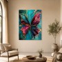 Bunter Schmetterling auf Türkis, Acrylbild oder Kunstdruck