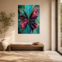 Bunter Schmetterling auf Türkis, Acrylbild oder Kunstdruck