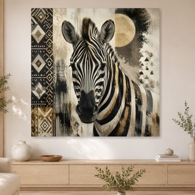 Zebra mit Goldakzenten als Wandbild oder Kunstwerk