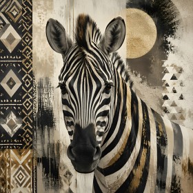 Zebra mit Goldakzenten als Wandbild oder Kunstwerk Zebra mit Goldakzenten als Wandbild oder Kunstwerk