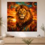 Majestätischer Löwe als Leinwand oder Poster in warmem Sonnenuntergang
