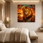 Majestätischer Löwe als Leinwand oder Poster in warmem Sonnenuntergang