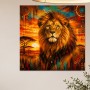 Majestätischer Löwe als Leinwand oder Poster in warmem Sonnenuntergang