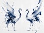 Elegante Kraniche als Leinwand oder Acrylbild in Blau und Weiß