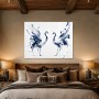 Elegante Kraniche als Leinwand oder Acrylbild in Blau und Weiß