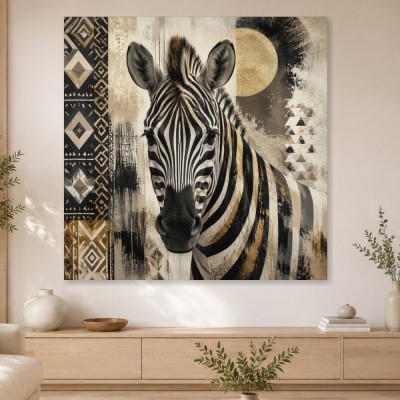 Zebra mit Ethno-Details als Leinwand oder Poster