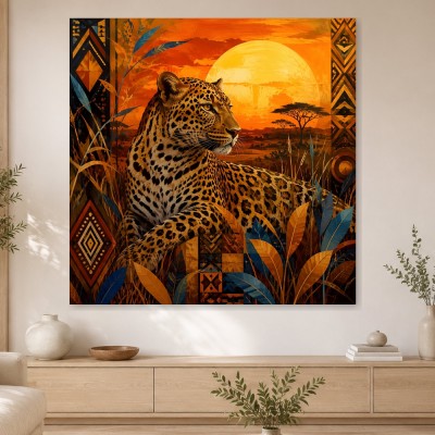 Leopard in der Savanne als Wandbild oder Kunstdruck