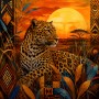 Leopard in der Savanne als Wandbild oder Kunstdruck