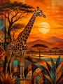 Afrikanische Giraffe als Wandbild oder Fine Art Print im Sonnenuntergang