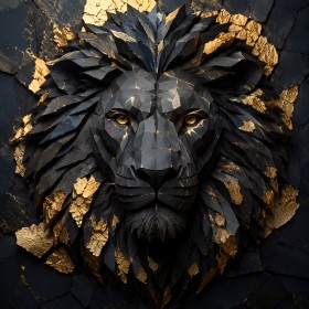 Majestätischer Löwe als Wandbild oder Fine Art Print in Schwarz und Gold