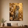 Leopard mit Magnolien als Wandbild oder Fine Art Print