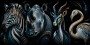 Zebra, Nashorn, Antilope und Flamingo als Kunstwerk oder Acrylbild