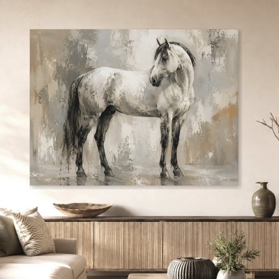Elegantes Pferd als Kunstdruck oder Leinwandbild in neutralen Tönen