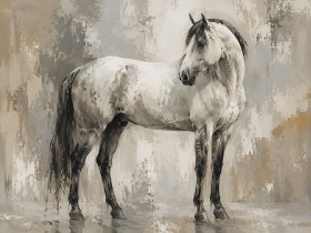 Elegantes Pferd als Kunstdruck oder Leinwandbild in neutralen Tönen